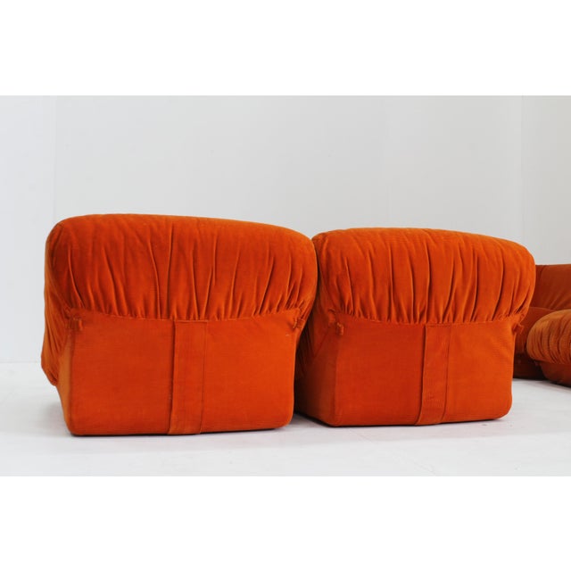 Textile Patate Modular Sofa in Orange Corduroy from Airborne, 1970s, Set of 7 For Sale - Image 7 of 14