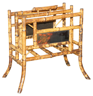 Movement Bamboo Carved Chinese Magazine Paper Rack, 1880s