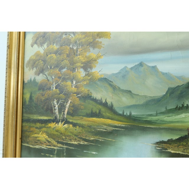 Traditional Bengel Artist Signed Framed Landscape Oil Painting on Canvas For Sale - Image 3 of 9