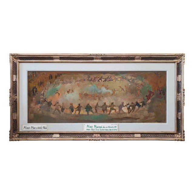 Mino Maccari, Il Girotondo, 1946, Oil Painting on Canvas, Framed, 1980s, Oil on Canvas For Sale