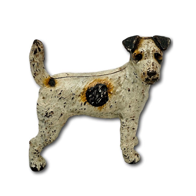 Figurative Vintage 1930s American Hubley Manufacturing Company Cast Iron Fox Terrier Dog Doorstop For Sale - Image 3 of 18