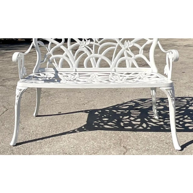 Vintage Coastal Cast Aluminum Settee For Sale - Image 13 of 13