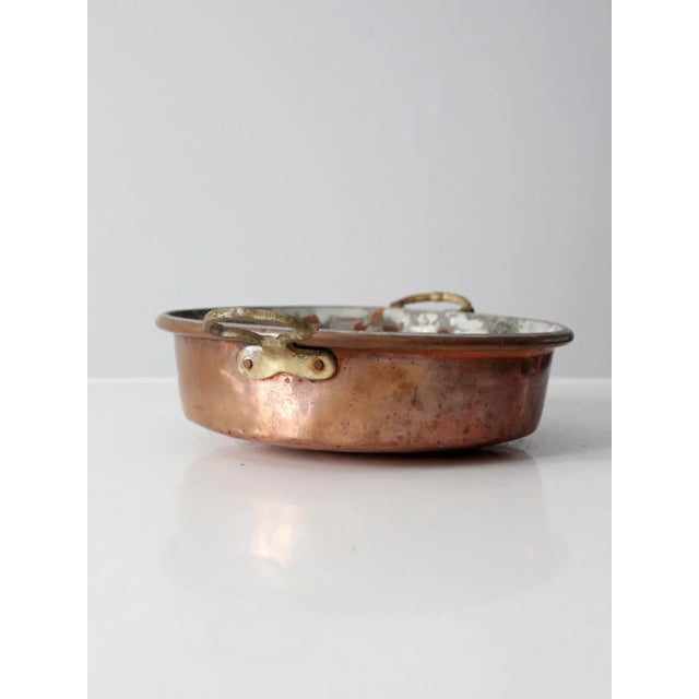 Antique Copper Pan With Brass Handles For Sale - Image 10 of 13