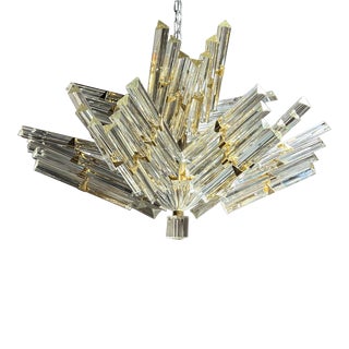 Vintage Italian Venini Crystal Glass Tiered Chandelier For Sale