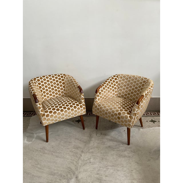 Hello joy! Here we have this striking pair of Danish Club Chairs (c. 1960's) recently reupholstered in the luxurious and...