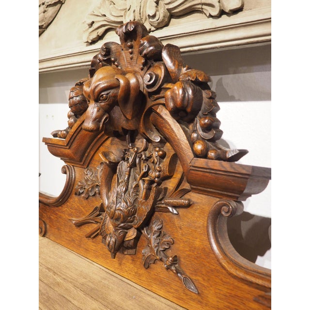 Circa 1900 Carved French Oak Overdoor Panel With Dog and Hunt Trophy For Sale - Image 12 of 15