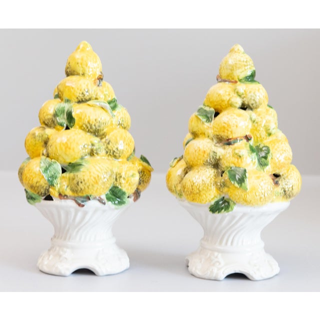 Vintage Italian Majolica Lemon Topiary Centerpieces - A Pair For Sale - Image 13 of 13