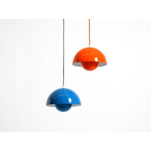 1970s Enamelled Double Shade Flower Pot Pendant Lamp by Verner Panton for Louis Poulsen, Denmark, 1970s For Sale - Image 5 of 18