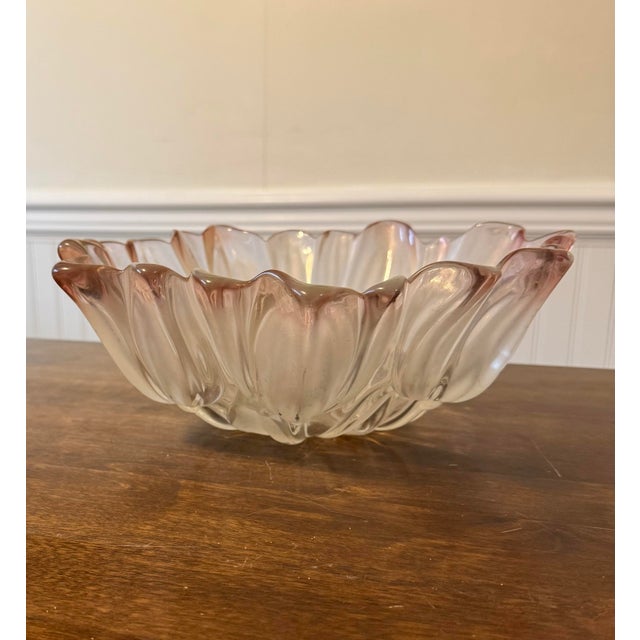 Glass Late 20th Century Mikasa Walthn Glas Pink Tulip Crystal Bowl For Sale - Image 7 of 11