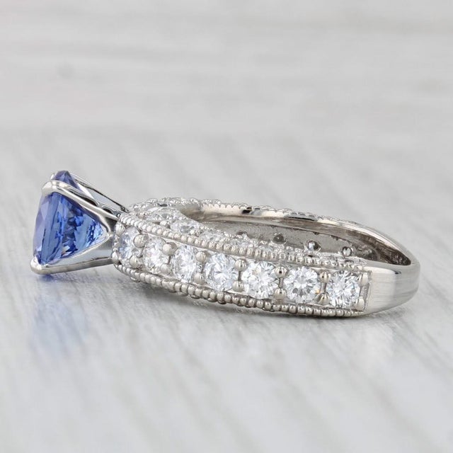3cw Tanzanite Diamond Ring 14k White Gold Size 6.5 Engagement For Sale - Image 4 of 8