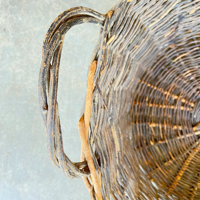 American Early 20th Century Antique Large Burden Basket Hand-Woven For Sale - Image 3 of 11