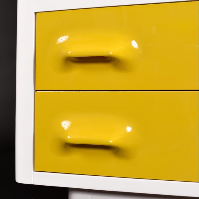 Space Age Broyhill Chapter One Yellow and White Gentlemen's Chest Dresser For Sale - Image 13 of 15