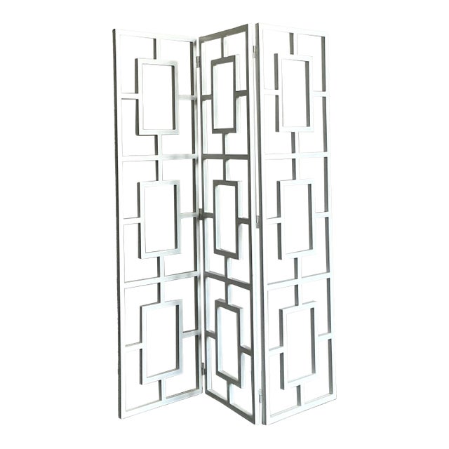 Vintage Regency Block Folding Screen For Sale