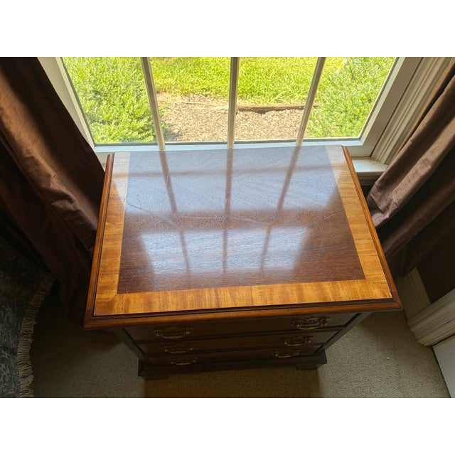 Dixie Furniture Chippendale Mahogany 4 Poster Queen Bed, 2 Nightstands, and 1 Highboy Dresser For Sale - Image 15 of 18