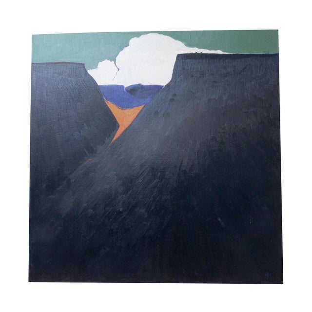 Olin West's landscapes are inspired by the vast, arid landscapes of the Americna Southwest. This oil painting on canvas...