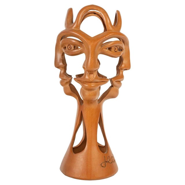 Brown Terracotta Sculpture attributed to Jean Marais, 1970s For Sale - Image 8 of 8