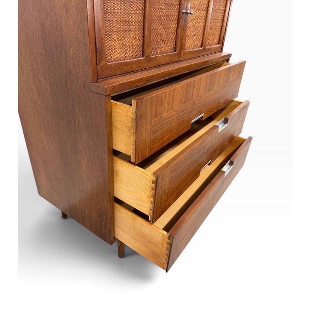 Mid-Century Modern American of Martinsville Accord Walnut High Chest For Sale - Image 9 of 12
