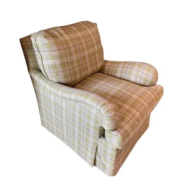2010s Designer Upholstered Green Club Chair For Sale - Image 5 of 12