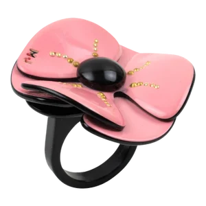 Marc Jacobs Pink and Black Poppy Resin Ring size 5.5
