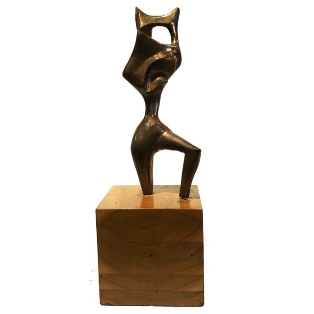 Wood Surrealist Abstract Bronze Sculpture in Manner of Wifredo Lam, ca. 1950's-60's For Sale - Image 7 of 11