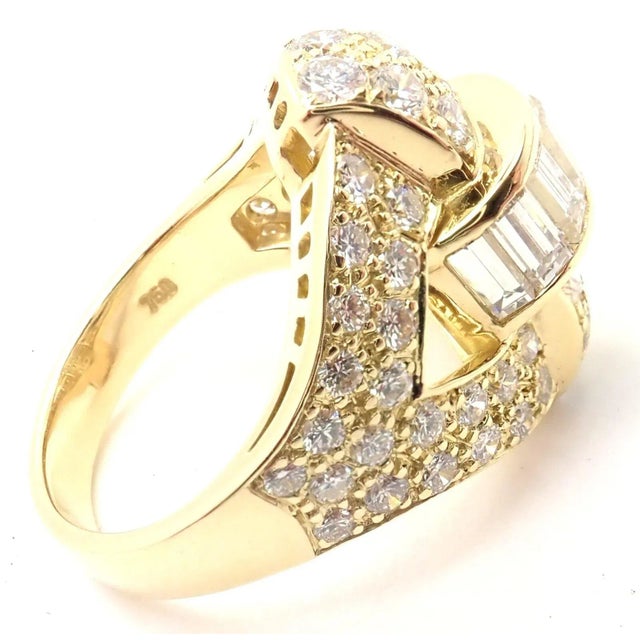 Piaget 18k Yellow Gold 3ct Diamond Cocktail Ring, size 5.5 For Sale - Image 9 of 12