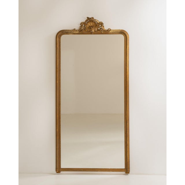 19th Century France Gold Wood Full-length & Floor Mirrors For Sale - Image 4 of 8