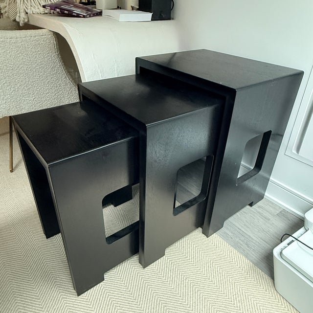 Holly Hunt Trio of Holly Hunt Modernist Nesting Tables For Sale - Image 4 of 10