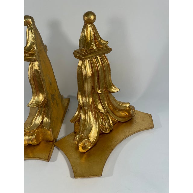 Vintage Italian 14.5" Neoclassical Giltwood Decorative Shelf Brackets - A Pair For Sale - Image 10 of 18