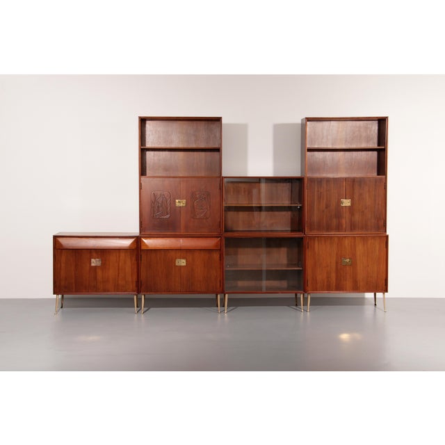 Mid-Century Italian Modular Wall System attributed to Vittorio Dassi, 1950s, Set of 7 For Sale - Image 17 of 17