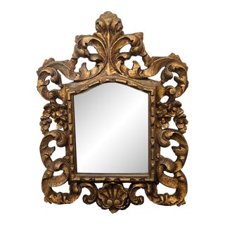 1950s Hand Carved Gilt Wood Mexican Mirror For Sale