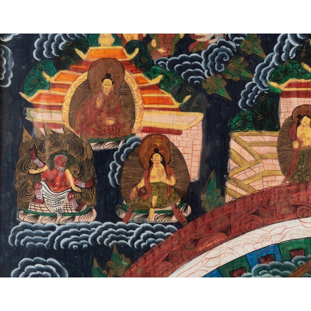 Late 19th Century Tibetan Buddhist Mandala Thangka Painting of the Meditation Buddha, Framed For Sale - Image 9 of 10