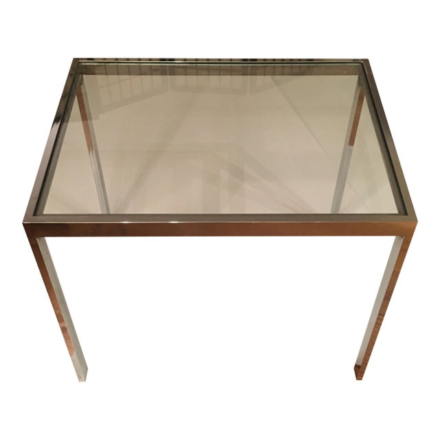 Design Institute of America Chrome and Glass Side Table For Sale