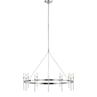 Peter Bristol for Visual Comfort Signature Overture XL Ring Chandelier in Polished Nickel with Clear Glass For Sale