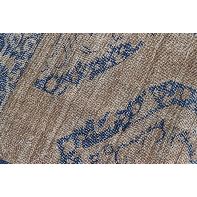 Turkish Oushak Gallery Rug in Blue and Cream With Geometric Design 4'6 X 12'6 For Sale - Image 12 of 12