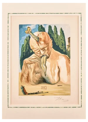 Salvador Dalì, Enfer 27: Un diable logicien, 1960s, Woodblock Print