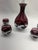 Mid-Century Modern Vintage Mid-Century Cranberry Glass Decanter & 4 Cordial Glasses Set With Silver Overlay For Sale - Image 3 of 11