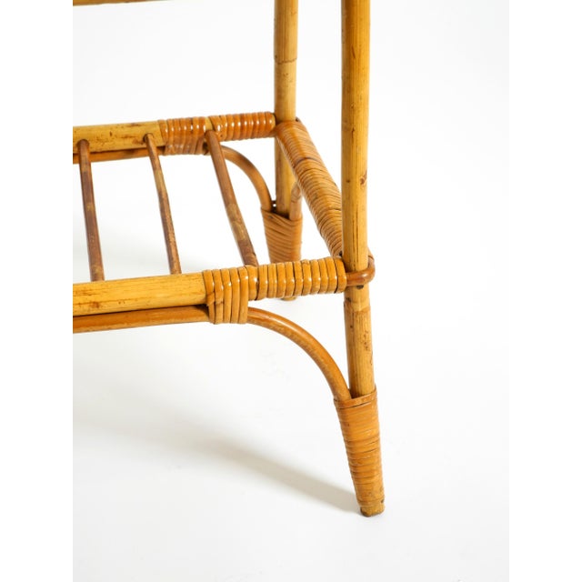 Italian Bamboo Side Table with Iced Glass Top, 1960s For Sale - Image 17 of 18