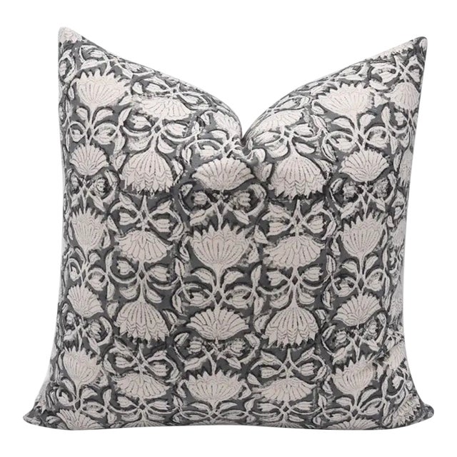 Fabdivine Floral Block Print Pillow Cover 12x20 Inch Duck Canvas-Ulta Kamal For Sale