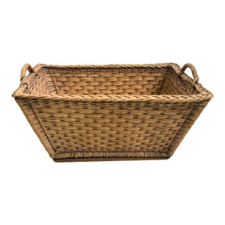 Large French Wicker Market Basket For Sale