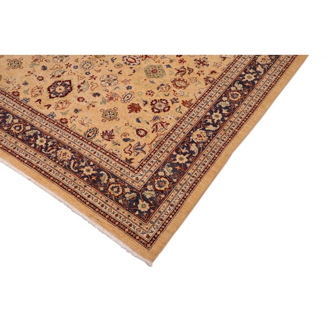 1980s Shabby Chic Ziegler Andrea Beige Blue Hand-Knotted Wool Rug - 9'0'' X 12'0'' For Sale - Image 4 of 9