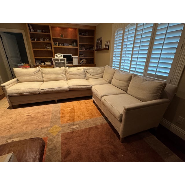 Contemporary Serena & Lily Spruce Street L-Sectional - Right-Facing | Chunky Linen Natural | Mint Condition For Sale - Image 3 of 10