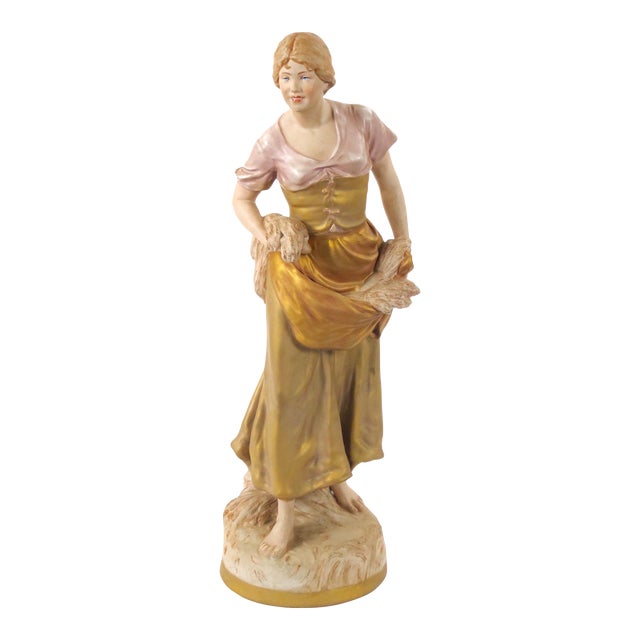 20th Century Hand Painted/Gilt Decorated Porcelain Decorative Woman's Sculpture For Sale
