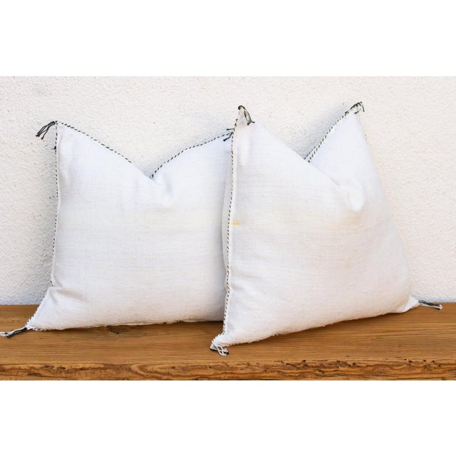 Textile Pair of Charcoal Trail Cactus Silk Moroccan Pillows For Sale - Image 7 of 9