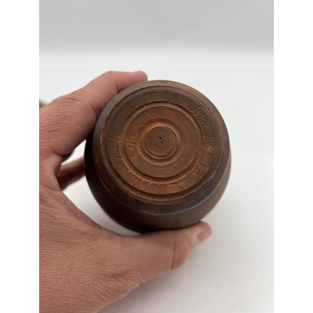 Ceramic A Antique Folk Art Small Redware Crock With Lid, by Stahl's Pottery, Powder Valley, Pa, 1948 For Sale - Image 7 of 16