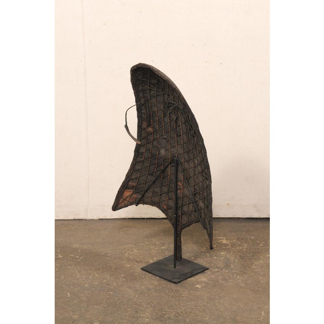 Mid 20th Century Nagaland Tribal Rain Shield on Custom Stand For Sale - Image 4 of 11