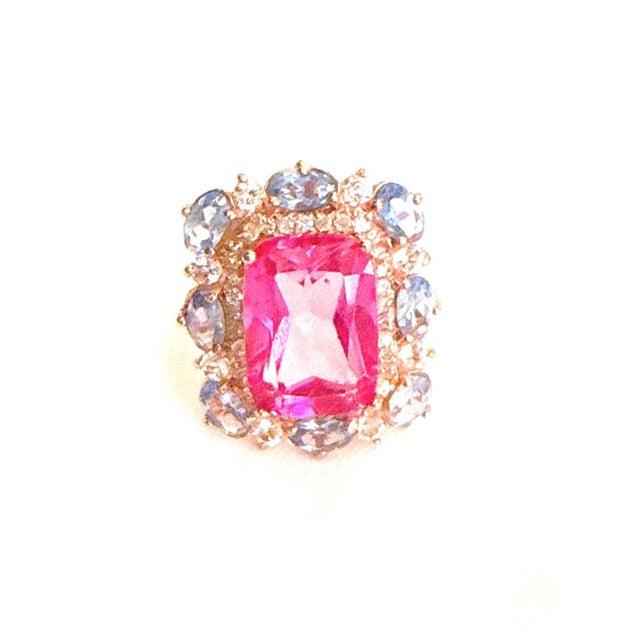 Classic Italian Bochic "Capri" Ruby & Tanzanite Ring Set In 18K Gold & Silver For Sale - Image 13 of 18