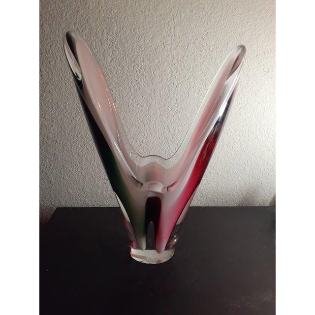 1950s 1962 Signed Flygsfors Coquille Paul Kedelv Sweden Sommerso Vase For Sale - Image 5 of 10