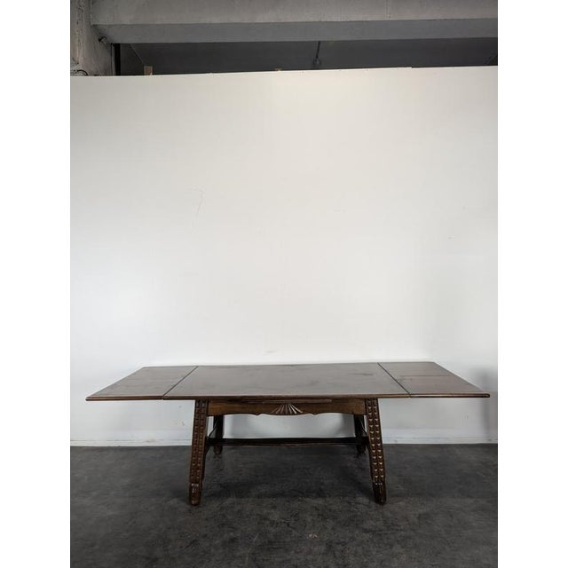 Art Deco Extendable Oak Table with Checkerboard Top in the style of Charles Dudouyt, 1930s For Sale - Image 10 of 12
