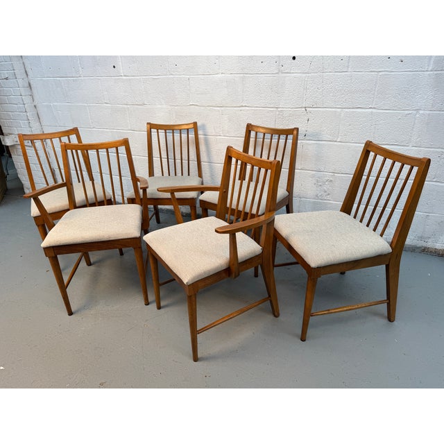 Mid-Century Modern Set of Six Mid 20th Century Spindle-Backed Dining Chairs For Sale - Image 3 of 17