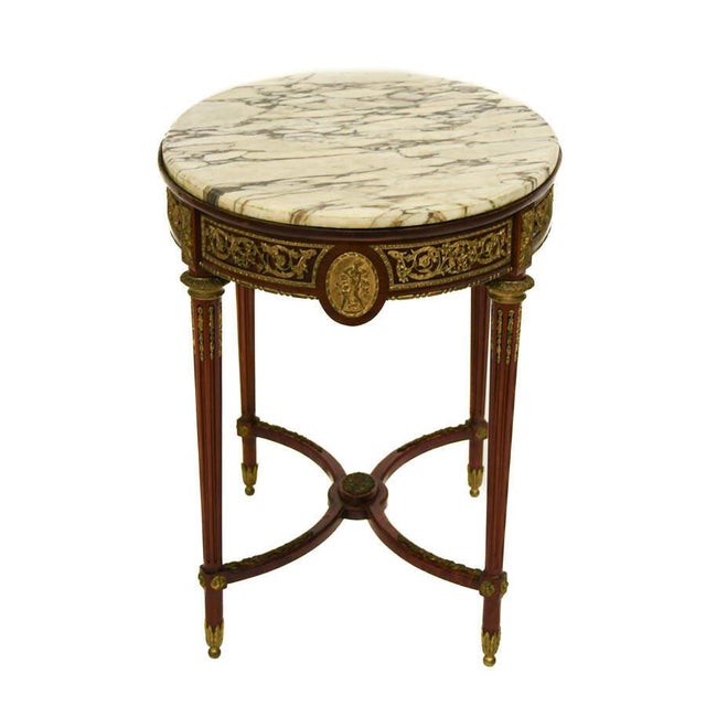 Antique Rococo‑Style Marble‑Top Center Table With Giltwood Carved Base For Sale - Image 4 of 6